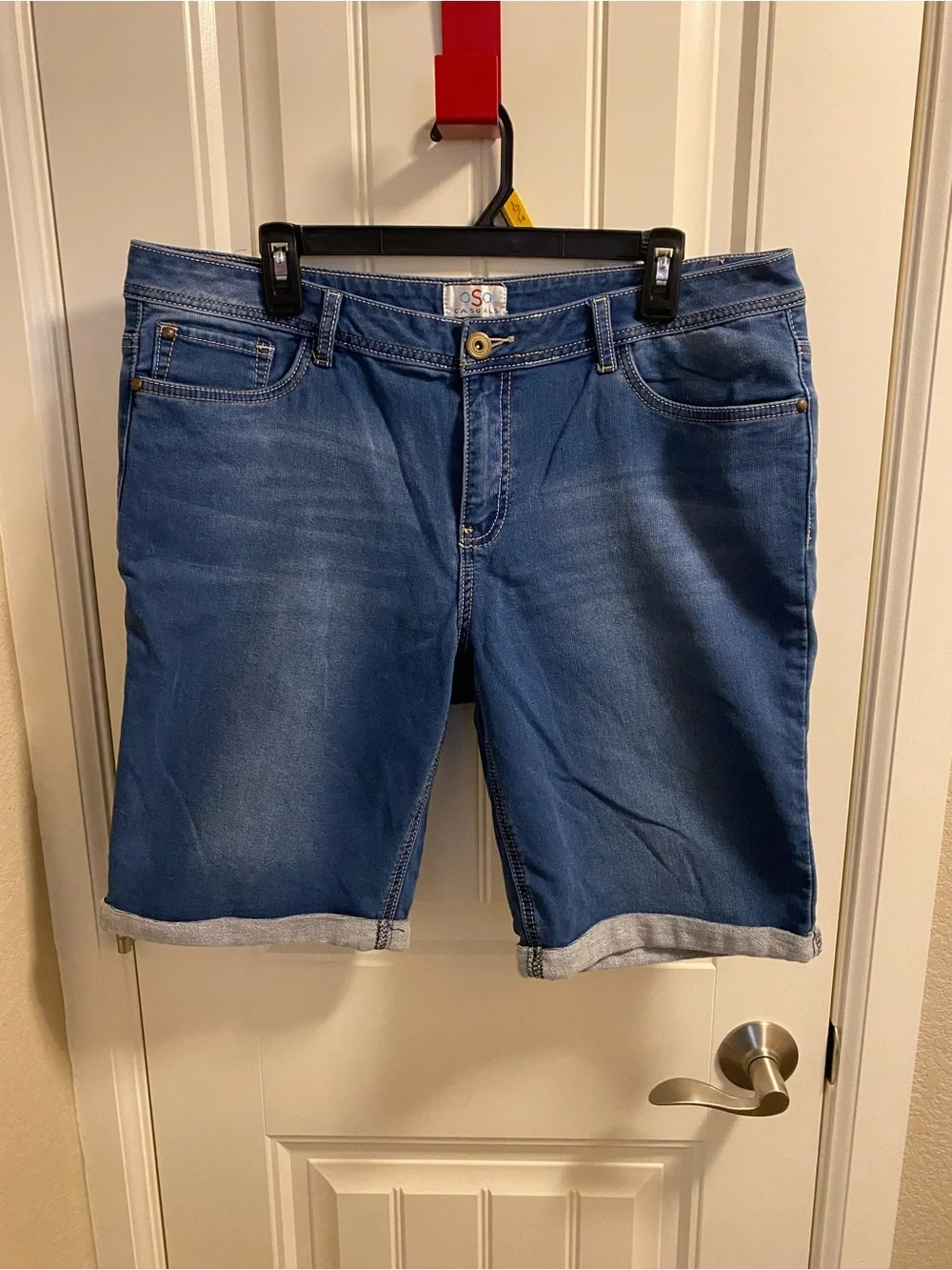 OSO Casuals 14 Jeans Shorts Bermud Stretch Blue Denim Rolled Cuff